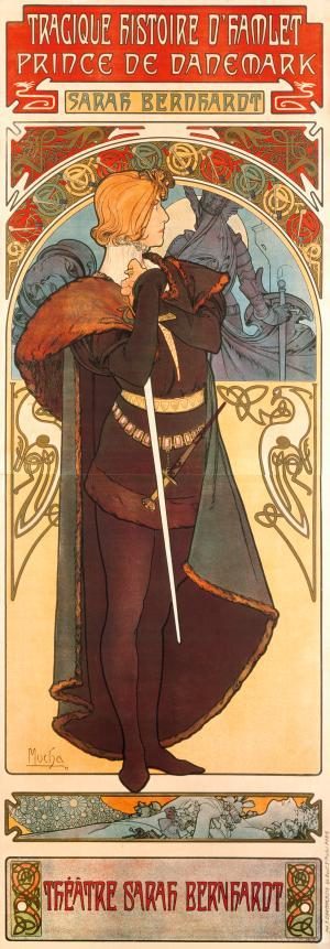 Hamlet, affiche pour Sarah Berhardt - Alphonse Mucha - Lithographie en couleurs - © Fondation Mucha