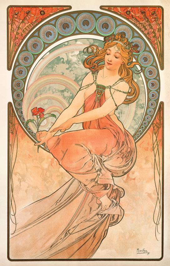 La peinture, affiche pour la série Les Arts - Alphonse Mucha - Lithographie en couleurs - © Fondation Mucha