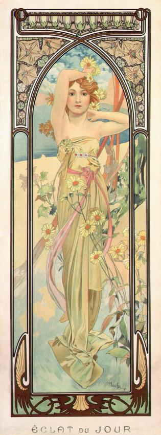 Eclat du jour, Lithographie en couleurs d'Alphonse Mucha, © Fondation Mucha