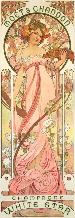 Moët et Chandon, champagne White Star - Affiche publicitaire – Alphonse Mucha – Lithographie en couleurs – © Fondation Mucha