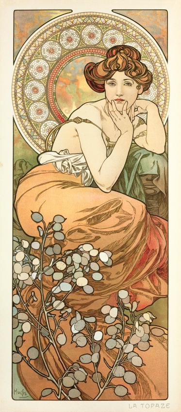 La topaze, affiche pour la série Les Pierres - Alphonse Mucha - Lithographie en couleurs - © Fondation Mucha