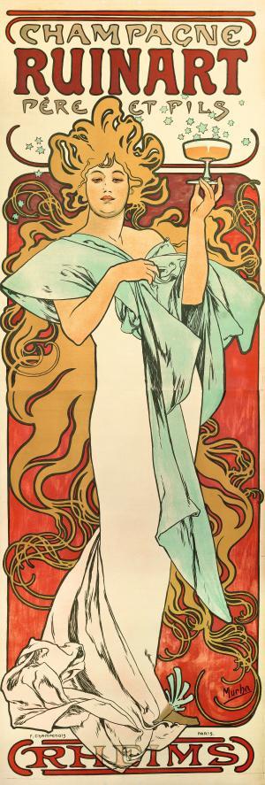 Champagne Ruinart - Affiche publicitaire – Alphonse Mucha – Lithographie en couleurs – © Fondation Mucha