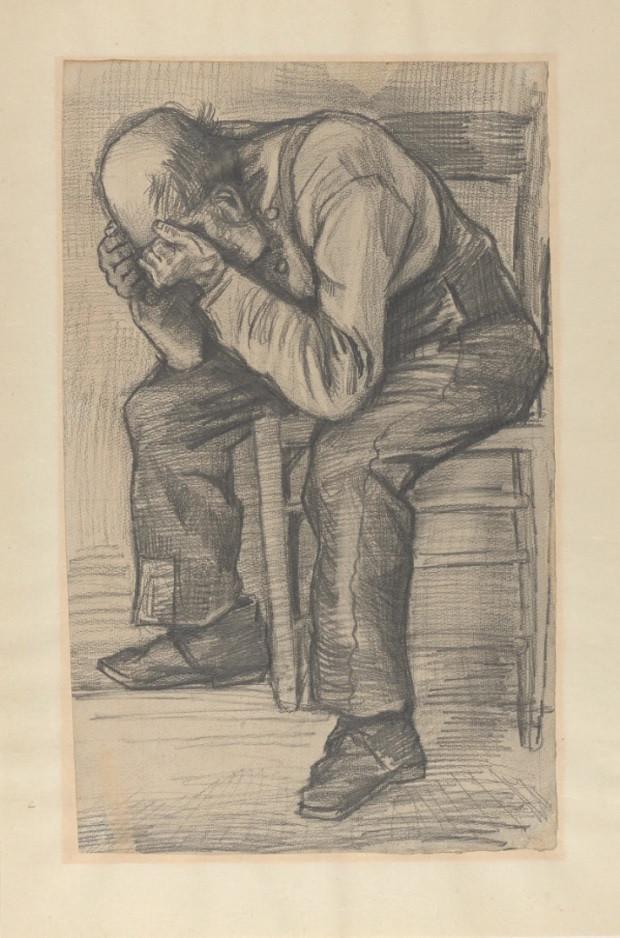 Worn Out, Novembre 1882,La Haye,
Crayon sur papier, 48,8 x 30 cm,
Musée Van Gogh, Amsterdam.