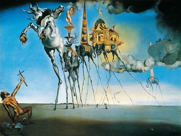 œuvre d'art de Salvador Dali - La tentation de Saint Antoine - 1946 - Huile sur toile - 90 × 119,5 cm - Musées royaux des beaux-arts de Belgique, Bruxelles