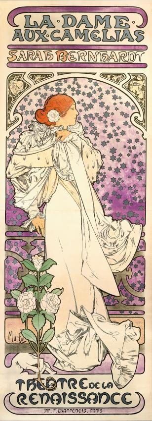 La dame aux camélias, affiche pour Sarah Berhardt - Alphonse Mucha - Lithographie en couleurs - © Fondation Mucha