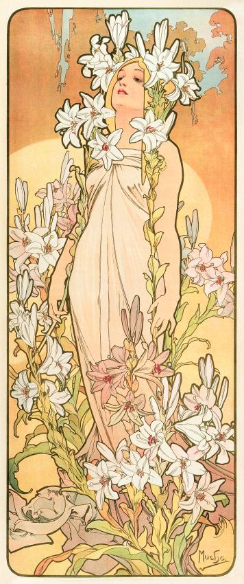 Lily, affiche pour la série Les Fleurs - Alphonse Mucha - Lithographie en couleurs - © Fondation Mucha